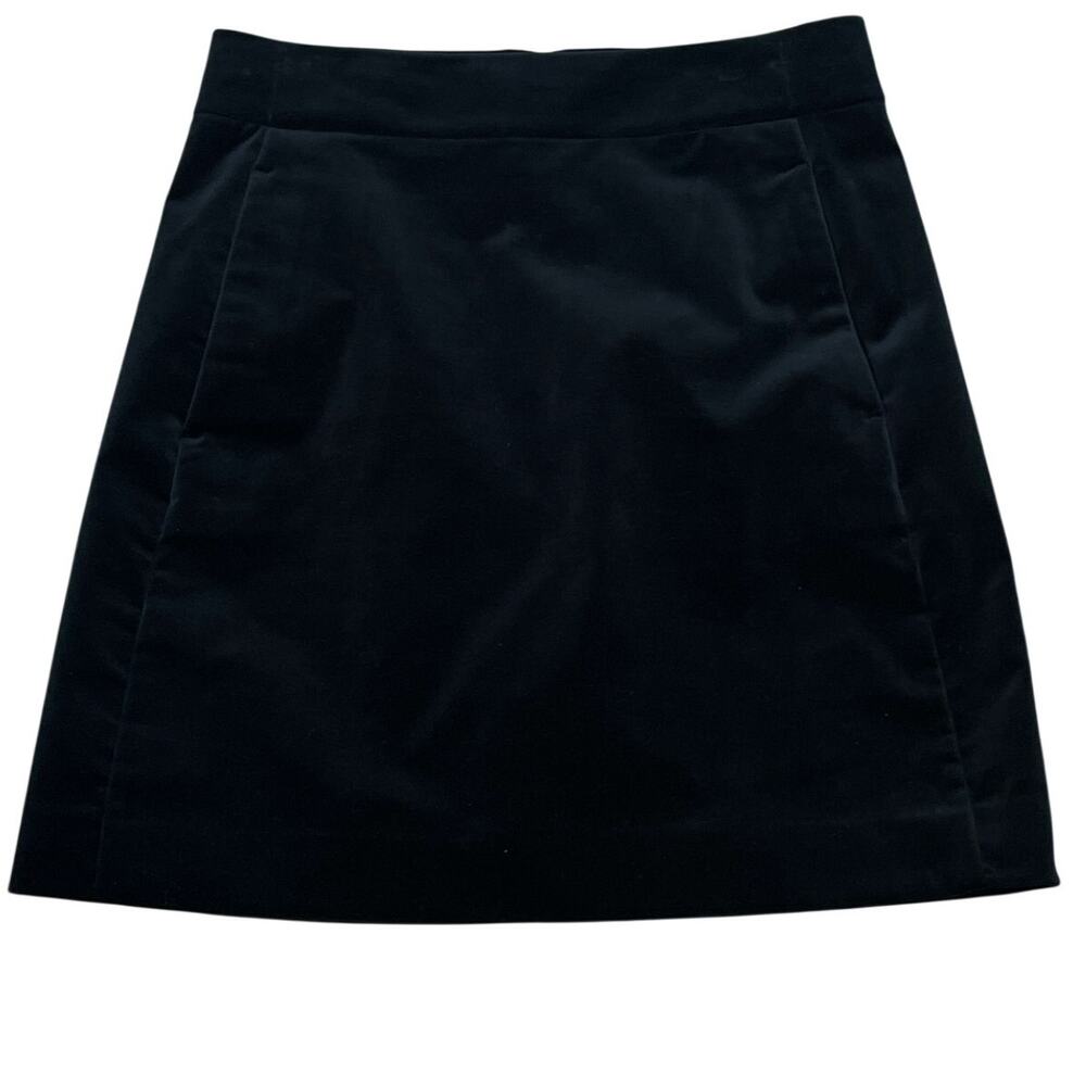 J. Crew Black Velvet Mini Skirt Women's Size 4 Pockets Lined
